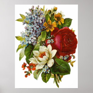 Affiche Beautiful Romantic Summer Bouquet with Red Rose