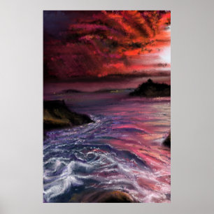 Affiche Beautiful Sea Sunset - Abstract Original Painting