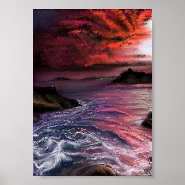 Affiche Beautiful Sea Sunset - Abstract Original Painting  (Devant)