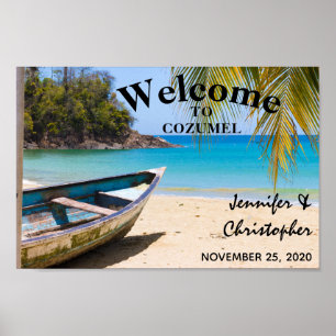 Affiche Beautiful Tropical Beach with a Rowboat Wedding