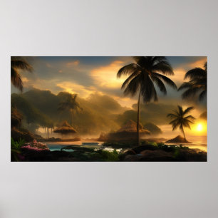 Affiche Beautiful Tropical South Pacific Island landscape