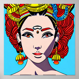 Affiche Beautiful Woman Stylish Haute Couture Anime Style 