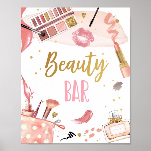 Affiche Beauty Bar Spa Party Maquillage Glamor Fille Anniv (Devant)