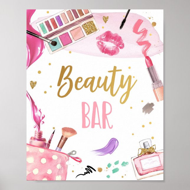 Affiche Beauty Bar Spa Party Maquillage Glamor Fille Anniv (Devant)