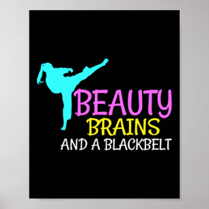 Affiche Beauty Brains Black Belt Karate Martial Arts Cadea