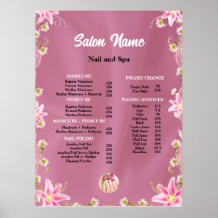 Affiche Beauty Nail Salon Prix menu