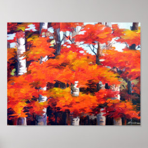 Affiche Beauty of Autumn Forest-Acrylic on Canvas Painting