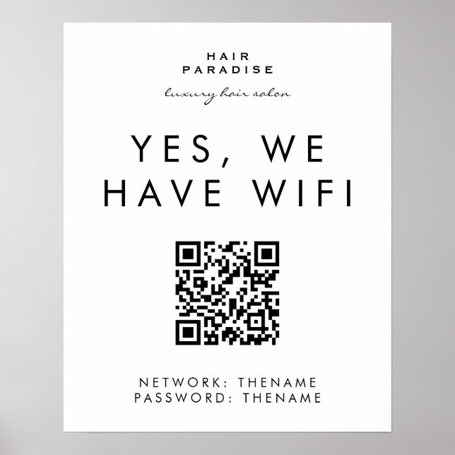 Affiche Beauty Salon Wifi Network QR Code (Devant)