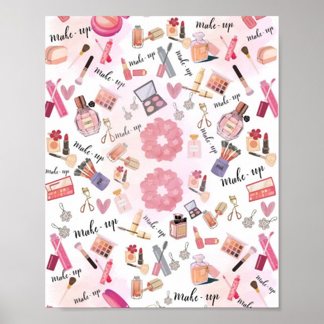 Affiche "Beauty Station" Illustration de Maquillage en Art (Devant)