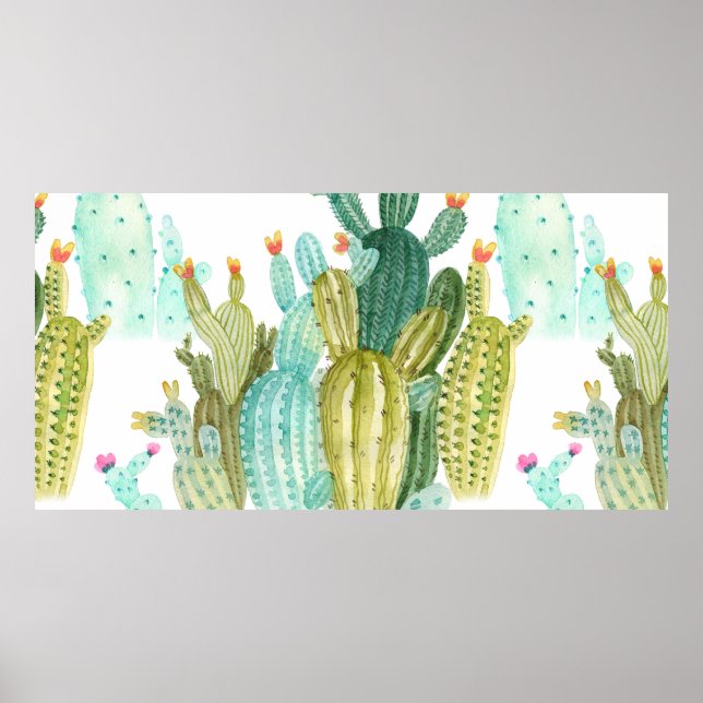 Affiche Beaux cactus vintages, succulents, cactus bloomi (Devant)