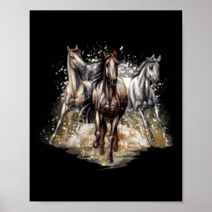Affiche Beaux Chevaux Dessin Art Cheval Équitation Hommes