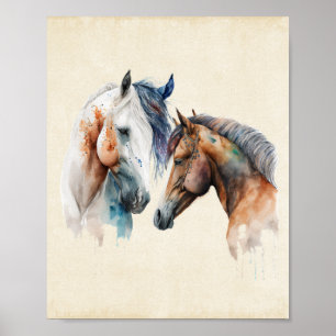 Affiche Beaux Chevaux Style Boho Occidental