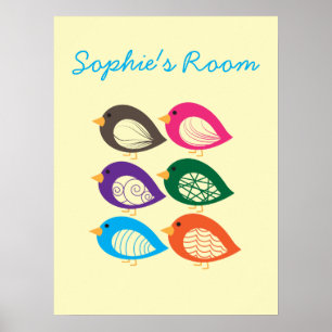 Affiche Beaux oiseaux colorés