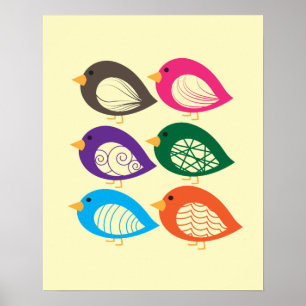Affiche Beaux oiseaux excentriques et colorés