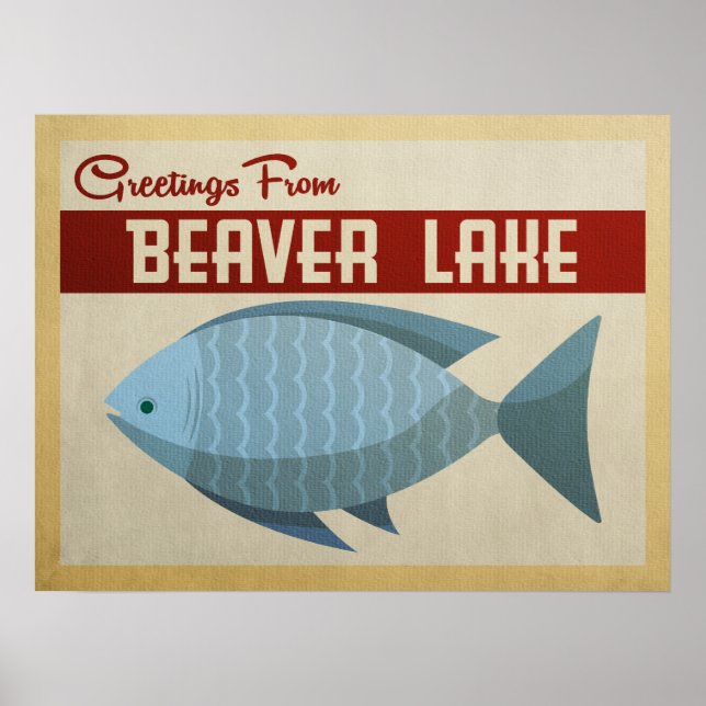 Affiche Beaver Lake Blue Fish Vintage voyage (Devant)