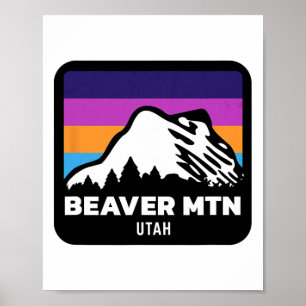 Affiche Beaver Mountain Utah Ski Snowboard Famille Sk