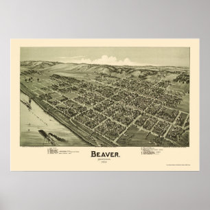 Affiche Beaver, PA Carte panoramique - 1900