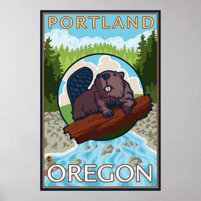 Affiche Beaver & River - Portland, Oregon (Devant)