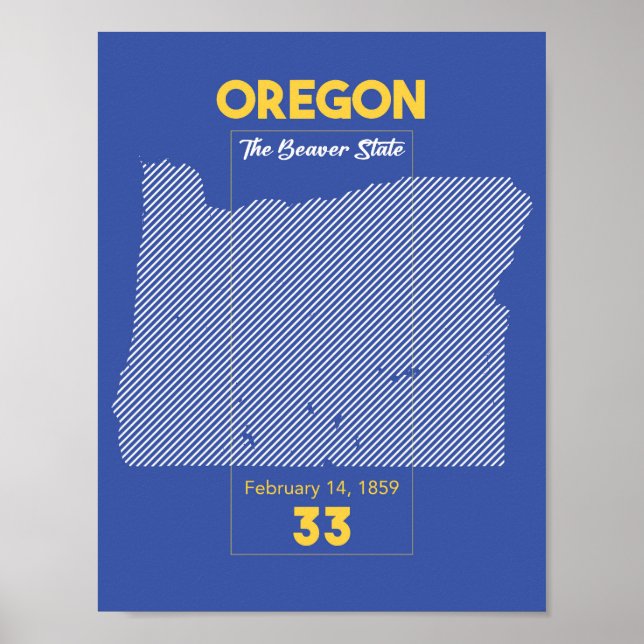 Affiche Beaver State, Oregon State Art (Devant)