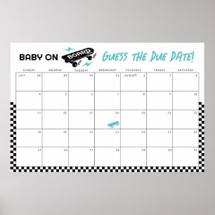 Affiche Bébé à bord Baby shower Devinez la date d'échéance