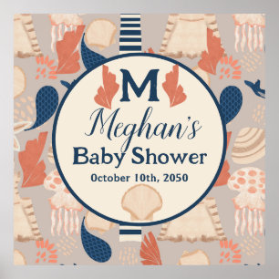 Affiche Bébé à bord Baby shower nautique