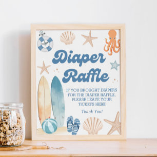 Affiche Bébé À Bord Baby shower Plage Déchets Raffle