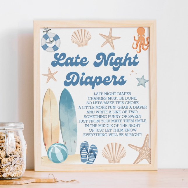 Affiche Bébé à bord Baby shower tard la nuit Diapers jeu (Créateur téléchargé)