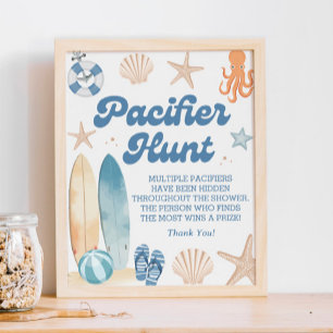 Affiche Bébé À Bord Du Baby shower De Plage Jeu De Chasse