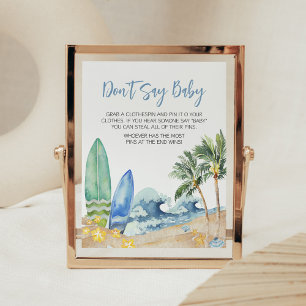 Affiche Bébé à bord du Baby shower de plage Ne pas dire bé