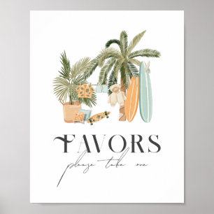 Affiche Bébé à bord Palm Tree Surf Baby shower Faveurs