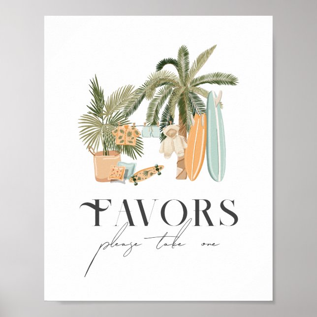 Affiche Bébé à bord Palm Tree Surf Baby shower Faveurs (Devant)