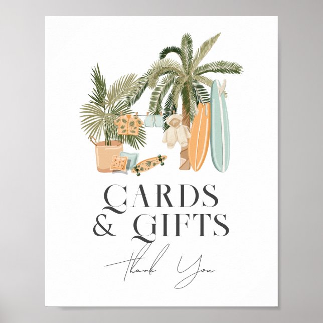 Affiche Bébé à bord Surf Cartes de Baby shower et Cadeaux  (Devant)