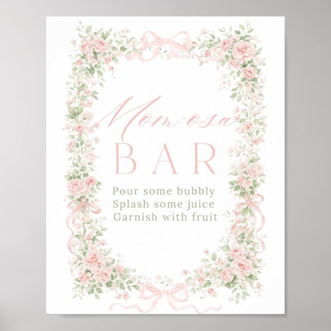 Affiche Bébé à Fleur de Nœud Papillon Fille Momosa Bar (Devant)