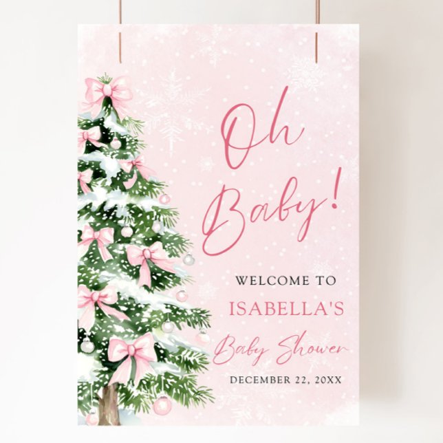 Affiche Bébé à la chou rose Il fait froid dehors du Baby s (Pink Bow Baby It's Cold Outside Oh Baby Baby Shower Poster)