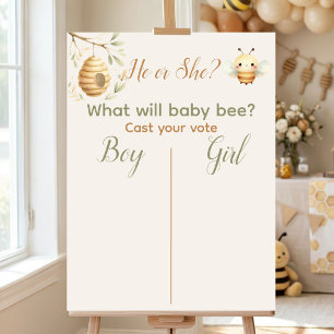 Affiche Bébé abeille, il ou elle, votez garçon ou fille