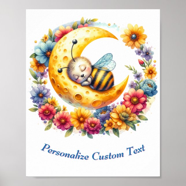 Affiche Bébé Abeille Mignonne Personnalisée Endormie sur l (Devant)