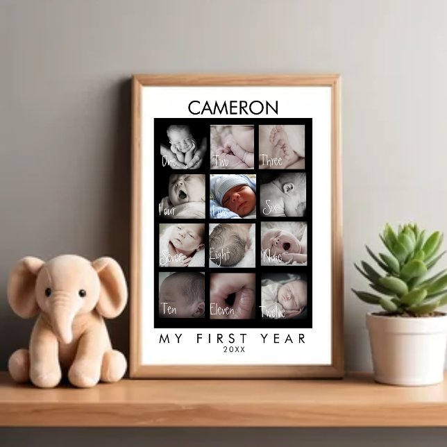 Affiche Bébé adorable première année 12 mois photo collage (Créateur téléchargé)