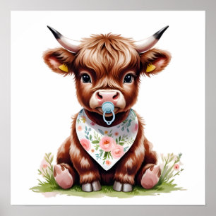 Affiche Bébé adorable vache des Highlands