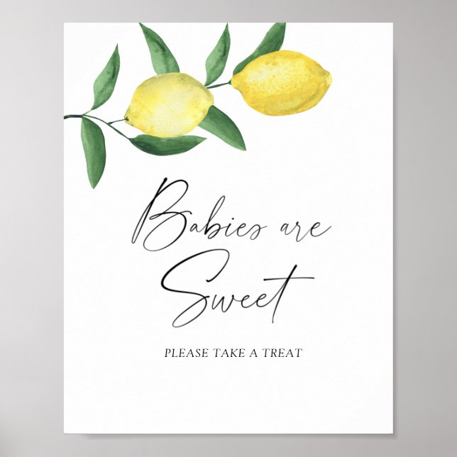 Affiche bébé agrumes citron - les bébés sont doux (Devant)