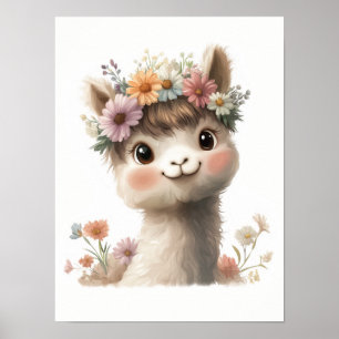 Affiche Bébé Alpaca dessin d'art fille