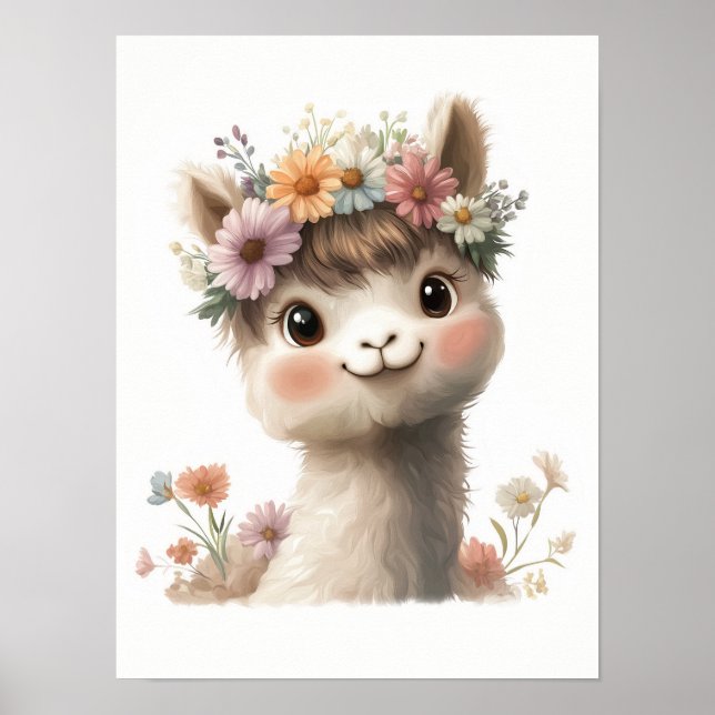 Affiche Bébé Alpaca dessin d'art fille (Devant)