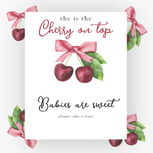 Affiche Bébé arc cerise Baby shower Les bébés sont doux 