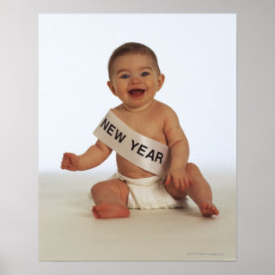 Affiche Bébé avec sash du Nouvel An