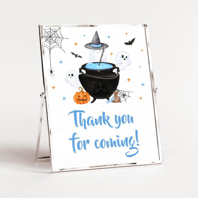 Affiche Bébé bleu brasse du Merci pour venir (Baby is Brewing Baby Shower Thank you for Coming Sign)