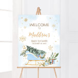 Affiche Bébé bleu C'est froid Accueil extérieur<br><div class="desc">Faites de votre événement spécial avec ce Baby shower Cold Outside avec notre jolie et jolie Affiche de bienvenue imprimable avec l'adorable thème Blue Gold Winter. Téléchargez,  personnalisez et créez des souvenirs durables avec cette touche parfaite pour votre fête joyeuse ! BS585</div>