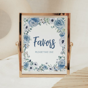 Affiche Bébé bleu en fleur Baby shower Faveurs