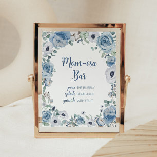 Affiche Bébé bleu en fleur Baby shower Maman Osa Bar