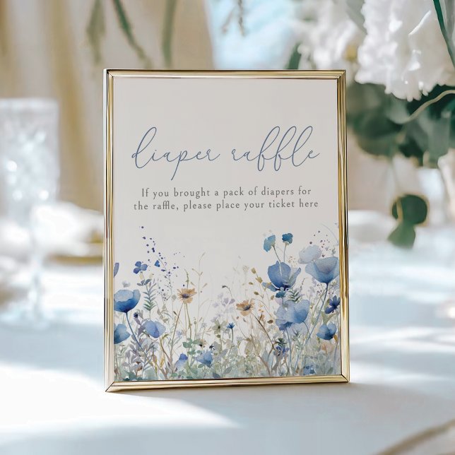 Affiche Bébé Bleu En Fleur Fleur sauvage Floral Raffle (Créateur téléchargé)