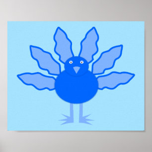 Affiche Bébé bleu mignon garçon Thanksgiving Turquie