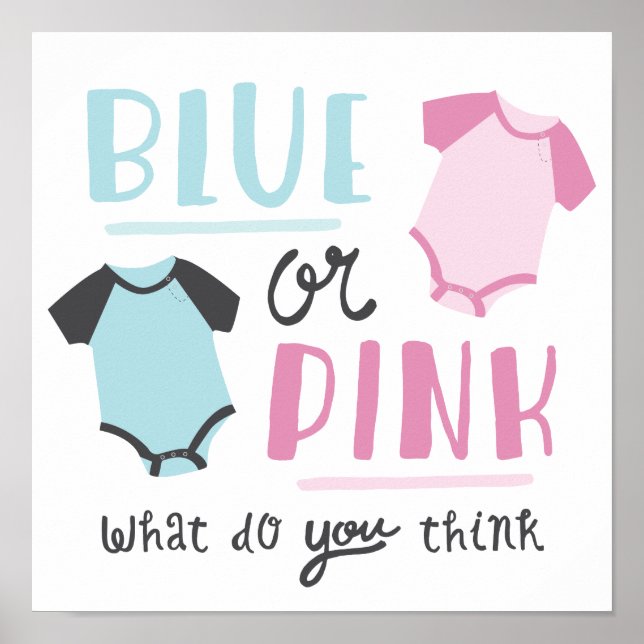 Affiche Bébé bleu ou rose Genre Révéler Fête Douche (Devant)